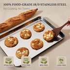 BRONYPRO Stainless Steel Baking Sheet Pan Set of 3, Cookie Sheets 9/12/16 In, Non-Toxic Uncoated Interior (PFOA & PTFE Free), Solid Warp-Resistant Cooking Trays for Oven & Toaster, Navy Exterior