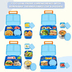 Bento Lunch Box for Kids with 8oz Soup Thermo, Leak-proof Lunch Food Containers with 5 Compartment, Insulated Lunch Bag & 17oz Stainless Steel Water Bottle for School, Trvael
