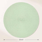 FunWheat Round Braided Placemats Set of 6 Place mats for Dining Tables Woven Heat Resistant Table Mats 15 inch (Mint Green)