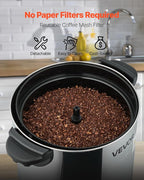 VEVOR Commercial Coffee Urn, 30 Cup 4.5 L Hot Beverage Dispenser with Dripless Faucet, Quick-Brewing Commercial Coffee Maker with Stainless Steel Liner, for Catering, Business, Church & Restaurant
