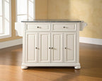 Crosley Furniture Alexandria Granite Top Rolling Kitchen Island Storage Cart, Microwave Stand, Spice Rack, White