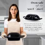 nuovva Dutch Oven For Sourdough Bread Baking – Enamelled Cast Iron Bread Loaf Pot – Oven Safe Non Stick Bread Pot – Rectangular, Black, 24cm x 16cm