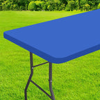 homing Rectangle Table Cloth Cover, Waterproof Polyester Elastic Fitted Tablecloth, Fits for 5 Foot Folding Tables, Washable Table Protector for Picnic, Camping, Outdoor (Blue, 36" x 60")