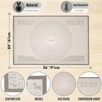 Silicone Pastry Mat 36x24 Inch - Nonstick Baking Mat Perfect for Dough, Pastry, Pie Crust, Fondant, Pasta/Pizza, Kitchen Counter