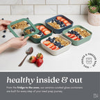 Ceramic Coated Glass Food Storage Container | No PTFE, PFOA, PFAS, and BPA | Reusable Non Toxic Meal Prep Container with Glass Lid | Easy To Store | 6 Cup Rectangle [Crema]