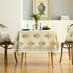ISAENNE Designer French Pale Yellow Long Tablecloth Rectangle,Linen Floral Table Cloth,Wrinkle Resistant Decor Tablecloths for Dining Thanksgiving Banquet Kitchen Party,63"*102"-Estevan A