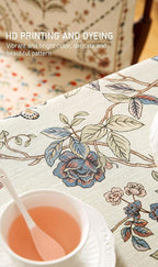 ISAENNE Designer French Light Beige Table Cloth for Rectangle Table,Linen Florals and Birds Pattern Tablecloth,Durable Decorative Tablecloths for Dining Thanksgiving Kitchen,55"*79"-Cornucopia