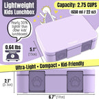 BEARFOOT Kids Lunch Box with Compartments – Compact & Lightweight | Leak-Proof, BPA-Free, Dishwasher & Microwave Safe | Hand-Drawn Design for Preschool, School, Travel (Purple, 2.75 Cups)