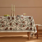 ISAENNE Designer Christmas Beige Linen Table Cloth for Rectangle Table,Pinecones Pattern Indoor Tablecloths,Washable Decor Tablecloth for Dining Thanksgiving Kitchen Christmas,55"*79"-Carol B