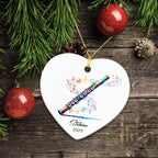 Customized Name & Year Flute Christmas Ceramic Ornament Gifts for Flutist, Flute Musician Christmas Ornaments Tree, Personalized Musical Instrument Lover Ceramic Keepsake 2025, Flutist Ornament Xmas