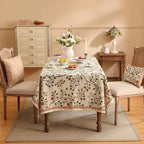 ISAENNE Designer Floral Extra Long Rectangle Tablecloth,French Linen Light Beige Indoor Table Cloth,Fall Wrinkle Resistant Decor Tablecloths for Dining Thanksgiving Kitchen,67"*118"-Flora A