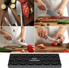 3 Pieces Damascus Kitchen Knife Set with 8” Chef Knife, 7” Santoku Knife, 3.5” Paring Knife, 67 Layer Handmade Damascus VG10 Steel Core, Hammered Ergonomic Handle (Gift Box)