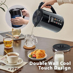 1.7L Electric Kettle, Stainless Steel Interior, 1500 Watt, Fast Boiling Water Boiler, LED Display, Temperature Control, Keep Warm, Auto Shut-Off, Boil-Dry Protection, Double Wall Cool Touch, Cordless