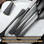 Lemeya Hammered Black Silverware Set,20 Piece Modern Flatware Set Service for 4,Mirror Polished Stainless Steel Cutlery Set Utensil Set Tableware Set,Kitchen Knives Forks Spoons Set,Dishwasher Safe