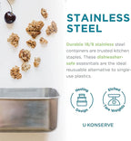 U Konserve Stainless Steel Rectangle Food Storage Bento Box Container, Leak Proof Silicone Lid Dishwasher Safe - Plastic Free, (25oz Cosmice Blue)