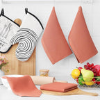 Homaxy 100% Cotton Waffle Weave Kitchen Dish Cloths, Ultra Soft Absorbent Quick Drying Dish Towels, 12 x 12 Inches, 8-Pack, Coral