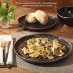 Gibson Elite Nardini 12 Piece (Service for 4) Plates and Bowls Reactive Glaze Dishes Stoneware Ceramic Dinnerware Set - Black