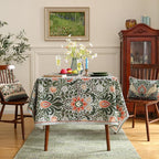 ISAENNE Designer Bohemian Linen Green Small Square Tablecloth,Floral Indoor Table Cloth,Stain Resistant Home Decor Tablecloths for Dining Thanksgiving Kitchen Party Christmas,67"*67"-Naples