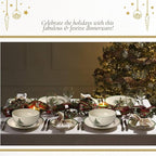 Spode Christmas Tree Large Round Bowl - 10-Inch Porcelain Serving Dish for Salad, Pasta & Side Dishes - Iconic Holiday Design with Green Trim, Dishwasher, Microwave Safe - Festive Gatherings