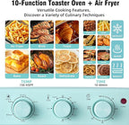 Novaspark Air Fryer Toaster Oven Combo, Retro Convection Oven Countertop,16QT Small Toaster Oven, 4-slices or 9" Pizza,Bake,Toast,Broil, Air Fry, Rapid Heating Mini Conventional Oven, Non-Stick, Blue