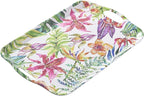 Blue Boat 16.5" x 11.5" Rectangular Serving Trays Set of 2 Floral, Light Weight Easy to Clean Sturdy Stackable Melamine Serving Tray with Handle, Fruit, Snacks, and Desserts Trays
