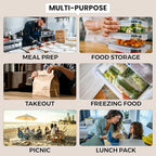 Klex 24 Oz, 50 Sets Meal Prep Containers with Airtight Lids, BPA Free, Reusable Plastic Food Container, 24 oz, Round, Black/Clear, 50 Sets