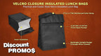 DISCOUNT PROMOS 10 Hook and Loop Insulated Lunch Bags Set - Polyester, Durable, Vibrant, Reusable - Black