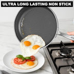 imarku Non Stick Frying Pans, 12" Stainless Steel Pan, Hybrid Skillet with Lid, Deep Larger Saute Pan, Dishwasher & Oven Safe, Induction Compatible Cooking Pan, PFOA Free