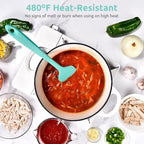 14in Extra Long Silicone Spatula: U-Taste 480ºF Heat Resistant Flexible Baking Mixer Scraper, Large Rubber Mixing Stirring Scraping Seamless Kitchen Turner Utensil for Nonstick Cookware (Aqua Sky)
