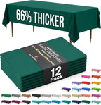 Exquisite 66% Thicker Premium Plastic Table Cloth Rectangle Table Cover 0.5 Mil 12 Pack Dark Green Table Cloth 54 Inch x 108 Inch Disposable Tablecloth Won't Tear Easily Like Cheap Thin Brands