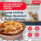 BAKKEN 6-Piece Kitchen Baking Pan Set - Commercial Grade Carbon Steel Bakeware, With Nonstick Coating, Stackable and Space-saving Design, PFOA, PFOS, PTFE Free, Oven Safe Tray (Up To 450°F), Brown