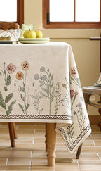 ISAENNE Designer Off White Linen Table Cloth for Rectangle Table,Floral Elegant Tablecloth,Stain Resistant Vintage Decor Tablecloths for Dining Thanksgiving Kitchen,55"*79"-Serenity G