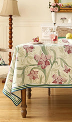 patdrea Designer Green Long Rectangle Tablecloth,Framhouse Vintage French Violets Pattern Elegant Tablecloths,Table Cover Decor for Kitchen Dining Christmas,Party,Thanksgiving,63"x94"-Tara a