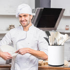Utensil Holder,Large 360°Rotating Kitchen Utensil Holder For Counter,Cooking Silverware Organizer Stainless Steel Caddy Flatware Spoon Spatula Tool Cutlery Container