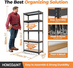 HOMEDANT 28" W x 12.3" D x 59.5" H 5-Tier Boltless Metal Shelving Unit Adjustable Garage Storage Utility Rack Heavy Duty Shelves Organization Shelf Warehouse Kitchen Living Room Pantry 10Pack