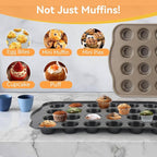 Cupcake Pan Nonstick 2 Pack (Gold, Mini 24 cup)