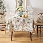 ISAENNE Designer French Light Beige Table Cloth for Rectangle Table,Linen Florals and Birds Pattern Tablecloth,Durable Decorative Tablecloths for Dining Thanksgiving Kitchen,55"*79"-Cornucopia