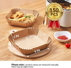 10 Inch Air Fryer Paper Liners, 150Pcs Air Fryer Liner Disposable, Oil-Proof & High-Temperature Resistant Parchment Baking Paper for Air Fryer, Microwave and Oven（Bottom Is 9 Inch）