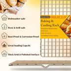 2-Pack Cooling Racks for Cooking and Baking - 10" x 15"Heavy Duty Stainless Steel Wire Rack for Baking, Grilling, Roasting - Oven & Dishwasher Safe - Fits Jelly Roll Sheet Pan（Gold）