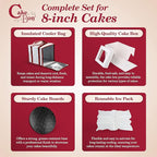 Cakebon Cake Box and Boards, 8-Inch Round Black Wrapped Edges 1/2- Inch Thick Drums with Insulated Bag and Ice Pack – Cake Transport Set, Cooler for Cake Delivery and Transport (1pc Each, 4pcs Total)