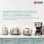 Haden Heritage 4 Slice Wide Slot Stainless Steel Toaster Bundled with 1.7 Liter Stainless Steel Electric Water Kettle, Steel & Copper