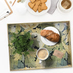 Spsyrine Serving Tray with Handles, Plastic Decorative Tray for Coffee Table, Living Room, Home Decor, Acanthus