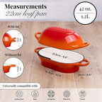 Dutch Oven For Sourdough Bread Baking – Enamelled Cast Iron Bread Loaf Pot – Oven Safe Non Stick Bread Pot – Rectangular, Orange, 24cm x 16cm – by Nuovva