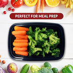 Reli. Meal Prep Containers, 16 oz. | 50 Pack | 1 Compartment Food Container w/Lids | Microwavable Food Storage Containers/To Go | Black Reusable Bento Box/Lunch Box for Meal Prep