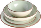 Gibson Elite Contempo Classic 16-Piece Double Bowl Dinnerware Set, Service for 4 – Mint Stoneware Plates and Bowls