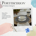 Portmeirion Potter's Mist 8" Dinner Plate (Set of 4) - Handcrafted Earthenware Plates with Accent Rim, Microwave & Dishwasher Safe - Ideal Tableware for Modern & Traditional Dining (Grey Mist)