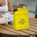 DISCOUNT PROMOS 10 Hook and Loop Insulated Lunch Bags Set - Customizable Text, Logo - Polyester, Durable, Vibrant, Reusable - Yellow