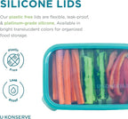 U Konserve Stainless Steel Rectangle Food Storage Bento Box Container, Leak Proof Silicone Lid Dishwasher Safe - Plastic Free, (25oz Clear)