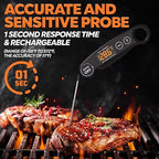 1 Second Instant Read Food Thermometer Rechargeable Meat Thermometer Digital Kitchen Thermometer for Cooking, Grill Thermometer, BBQ Thermometer Waterproof