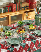 Christmas Tree Serving Platters, 14.5"/ 12.5"/11" Ceramic Oval Serving Trays, Green Serving Plates, Dishwasher and Microwave Safe, Set of 3